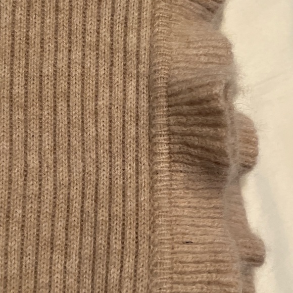 Worthington Womens Ribbed Cashmere Scarf Ruffle Edge Tan 62” x 10” - Picture 5 of 6